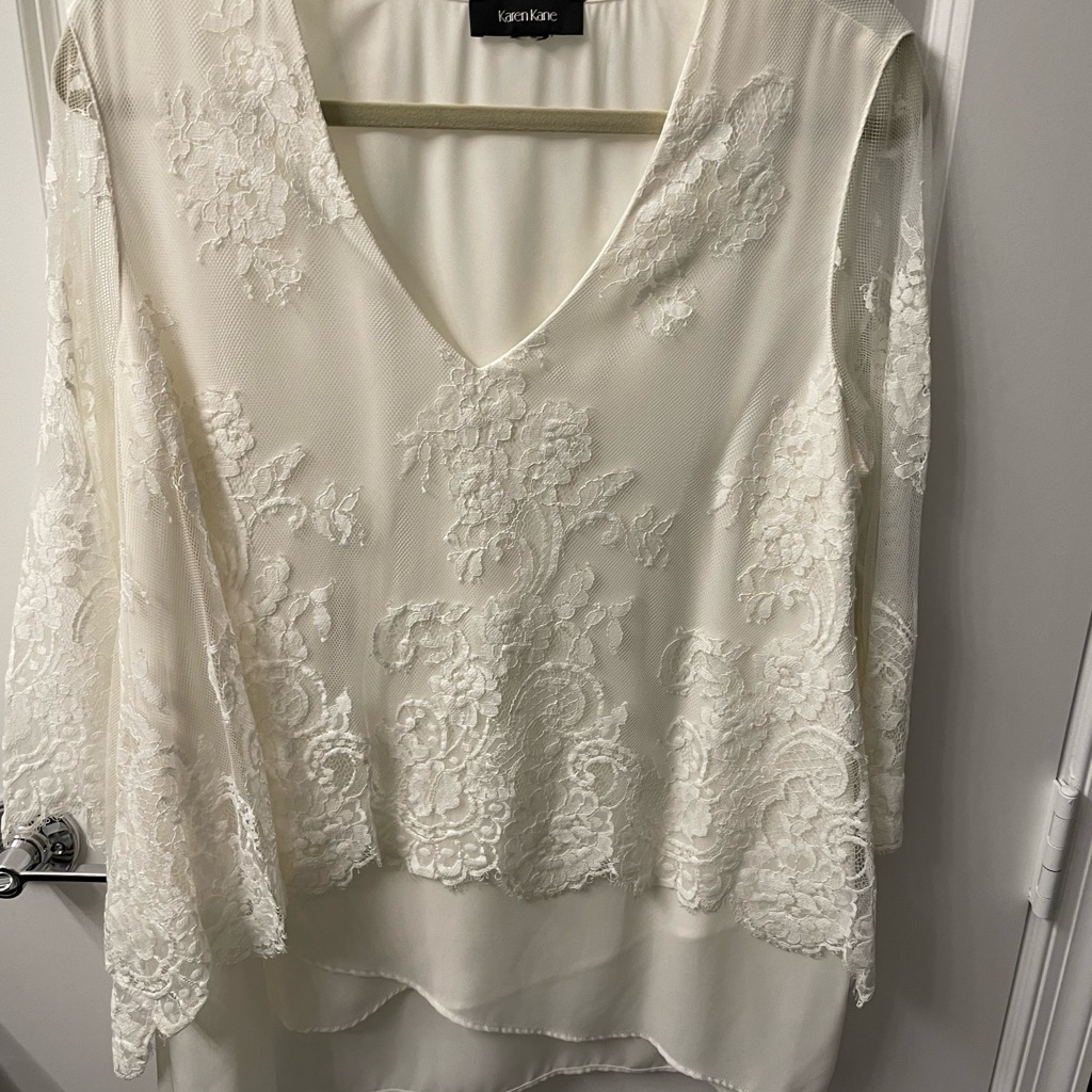 Karen Kane Ivory Lace V-Neck Blouse